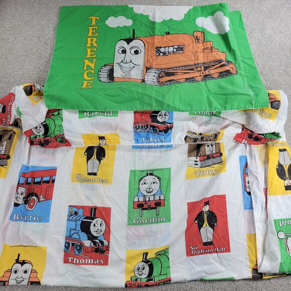 VINTAGE Thomas The Train Twin Fitted Sheet & Pillowcase Kids Home Beddings 1992 - Picture 1 of 11